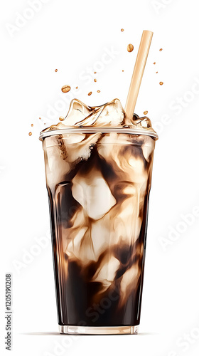 Iced Coffee Drink with Stra...