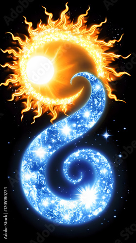 Fiery Sun and Icy Spiral Ne...