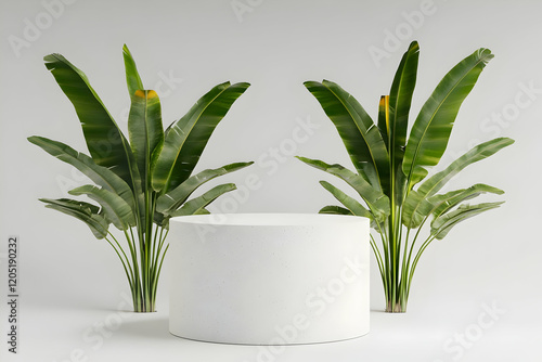White Cylinder Podium Displ...