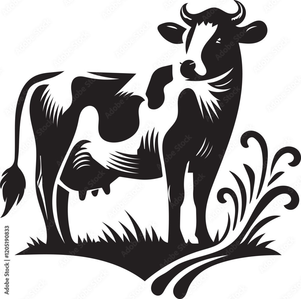Obraz premium Creative Cow Silhouette Vector