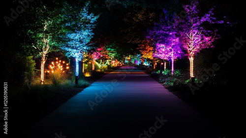 Illuminated Pathway Nighttime Garden Lightscape