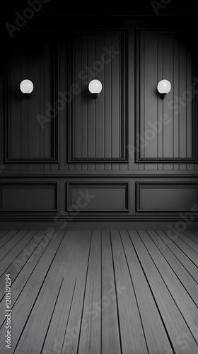 Dark Room with Wooden Floor...