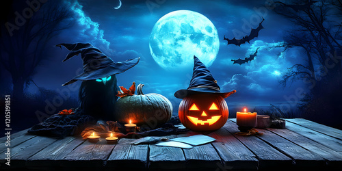 Spooky Halloween Scene with...