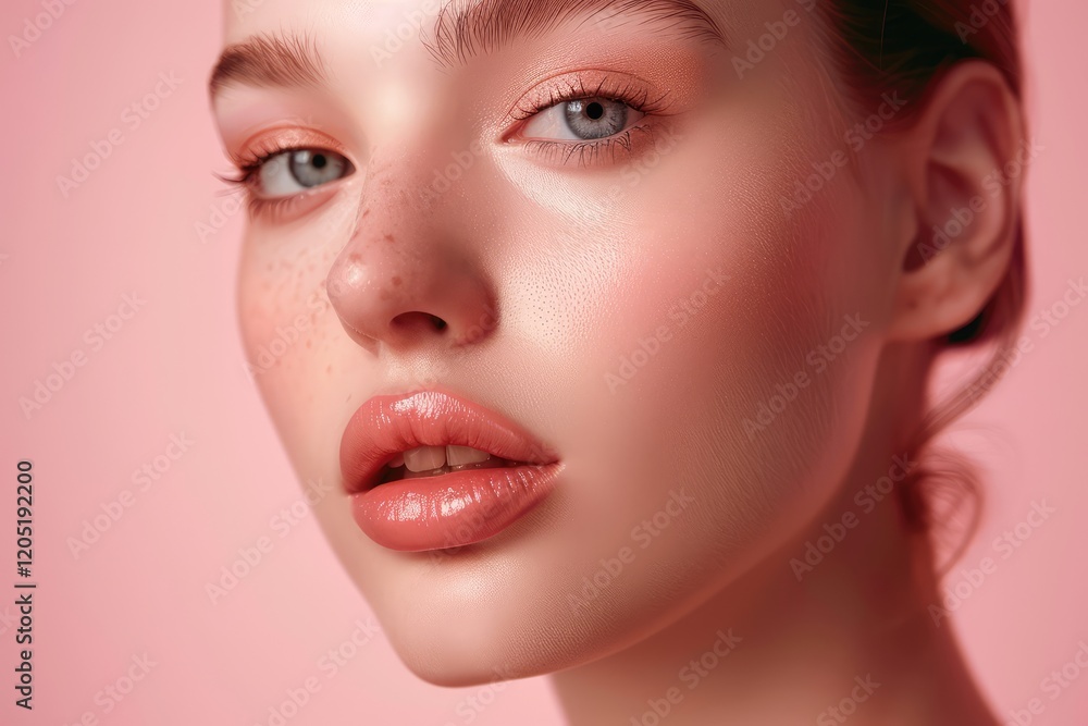 Portrait of a young female with blue hair with a blue background and Eye Liner Classic MakeUp Look with Blue Eye Portrait of a young female with blue hair with a blue background and Eye Liner Classic MakeUp Look with Blue Eye
