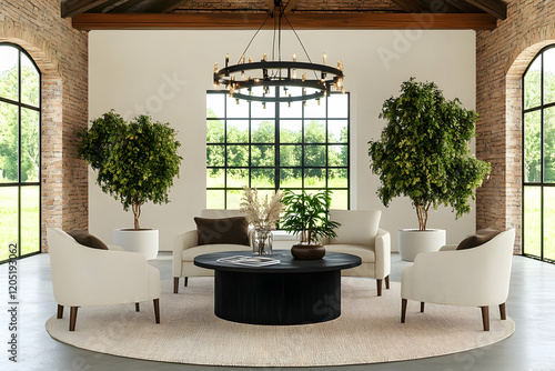 Modern living room features...