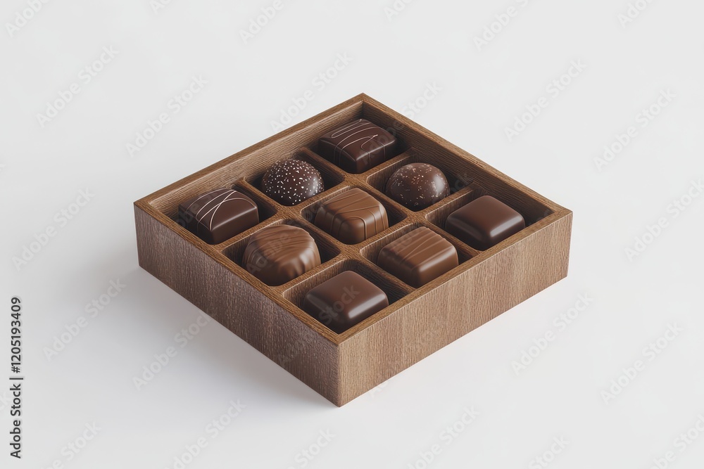 3D Box of Assorted Chocolates Isolated and White Background 3D Box of Assorted Chocolates Isolated and White Background