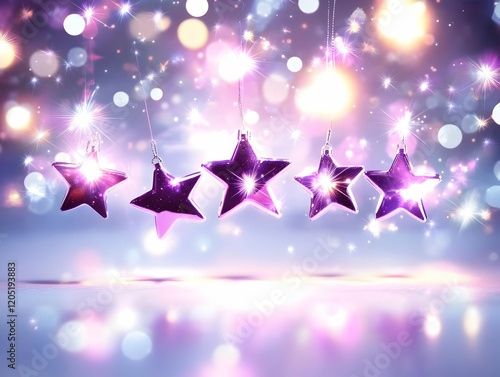 Five Purple Stars Hanging w...