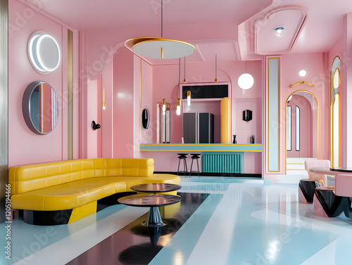 Modern Pink and Teal Living...