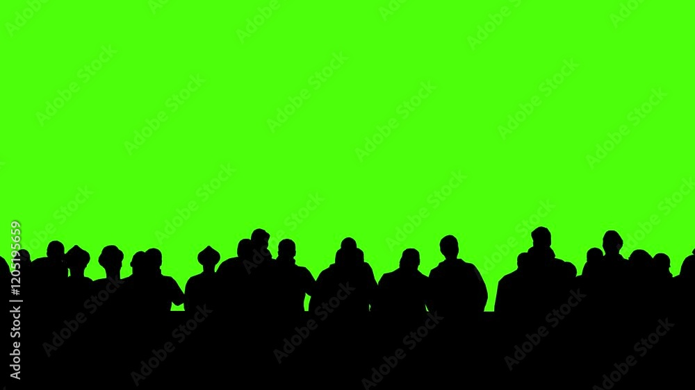 GREEN SCREEN CHROMA KEY Model released, back view of huge crowd clapping and cheering at a concert or a show. GREEN SCREEN CHROMA KEY Model released, back view of huge crowd clapping and cheering at a concert or a show.