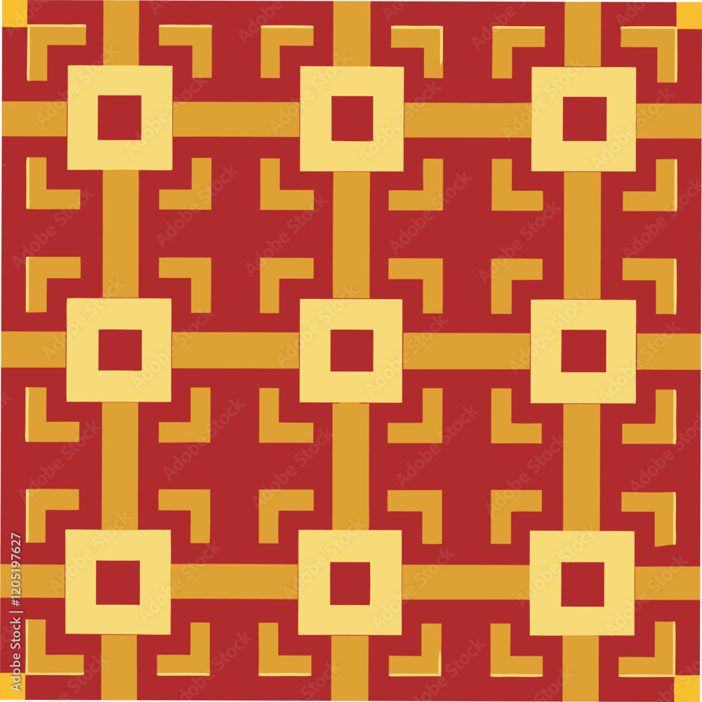Old style graphic square cross seamless pattern with color gold and red Old style graphic square cross seamless pattern with color gold and red