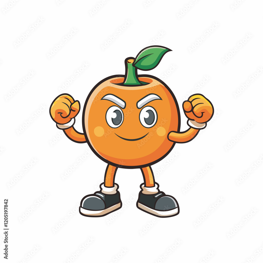 Cute orange fruit boxing character vector template design illustration Cute orange fruit boxing character vector template design illustration