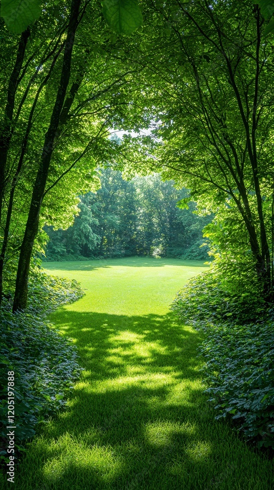 Obraz premium Biodiversity conservation action in lush forest nature wide-angle view sunlit environment