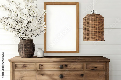 Empty Frame Mockup on Woode...
