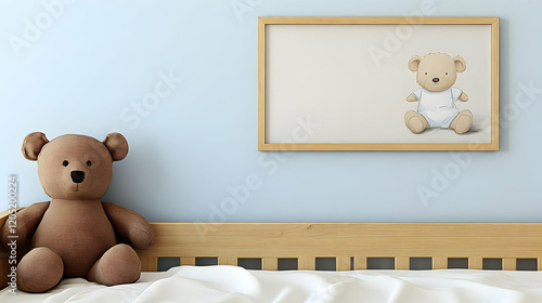 A Cute Teddy Bear Sits Comf...