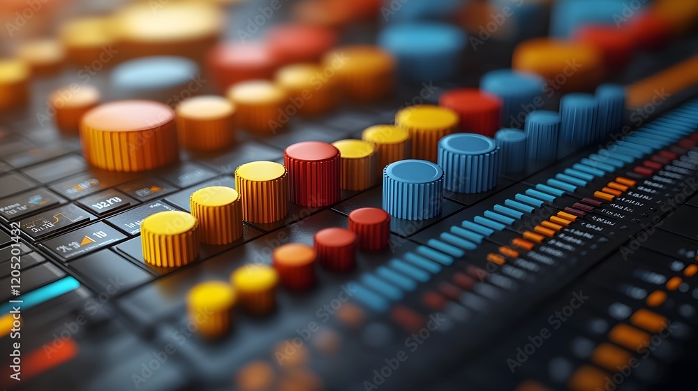 Obraz premium Data visualization 3D animation with graphs pie charts and analytics organized white design 8K realistic