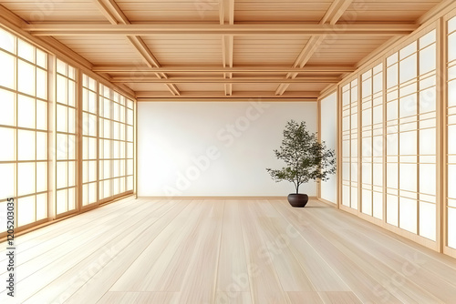Empty minimalist room inter...