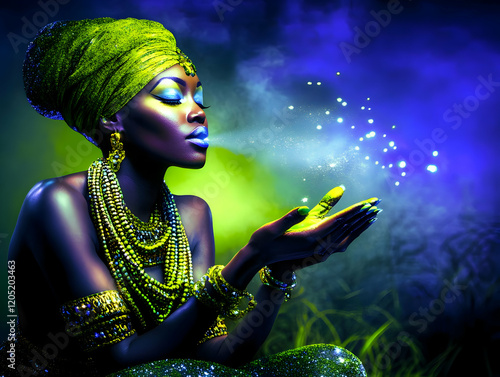 Mystical Woman Blows Glitte...