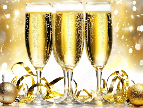 Three Champagne Flutes Spar...