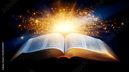 Open Book Emits Golden Ligh...