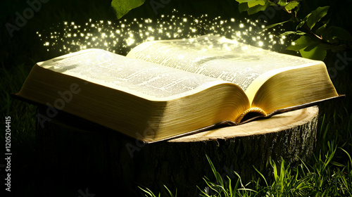 Open Book Emits Magical Gol...