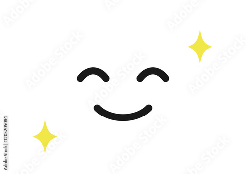 手描き風のにっこり笑う顔文字アイコン