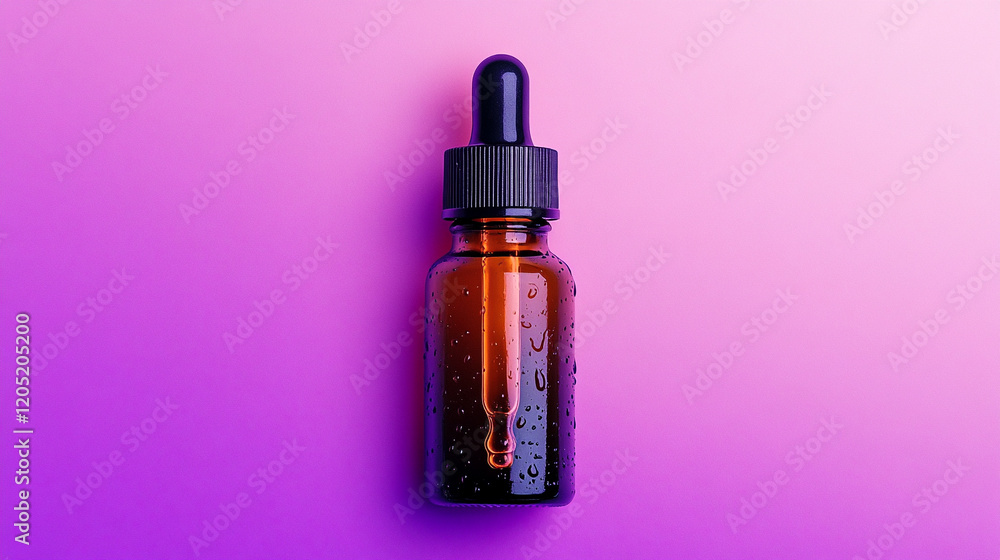 Amber dropper bottle on vibrant pink background, highlighting skincare beauty and wellness essentials. Amber dropper bottle on vibrant pink background, highlighting skincare beauty and wellness essentials.