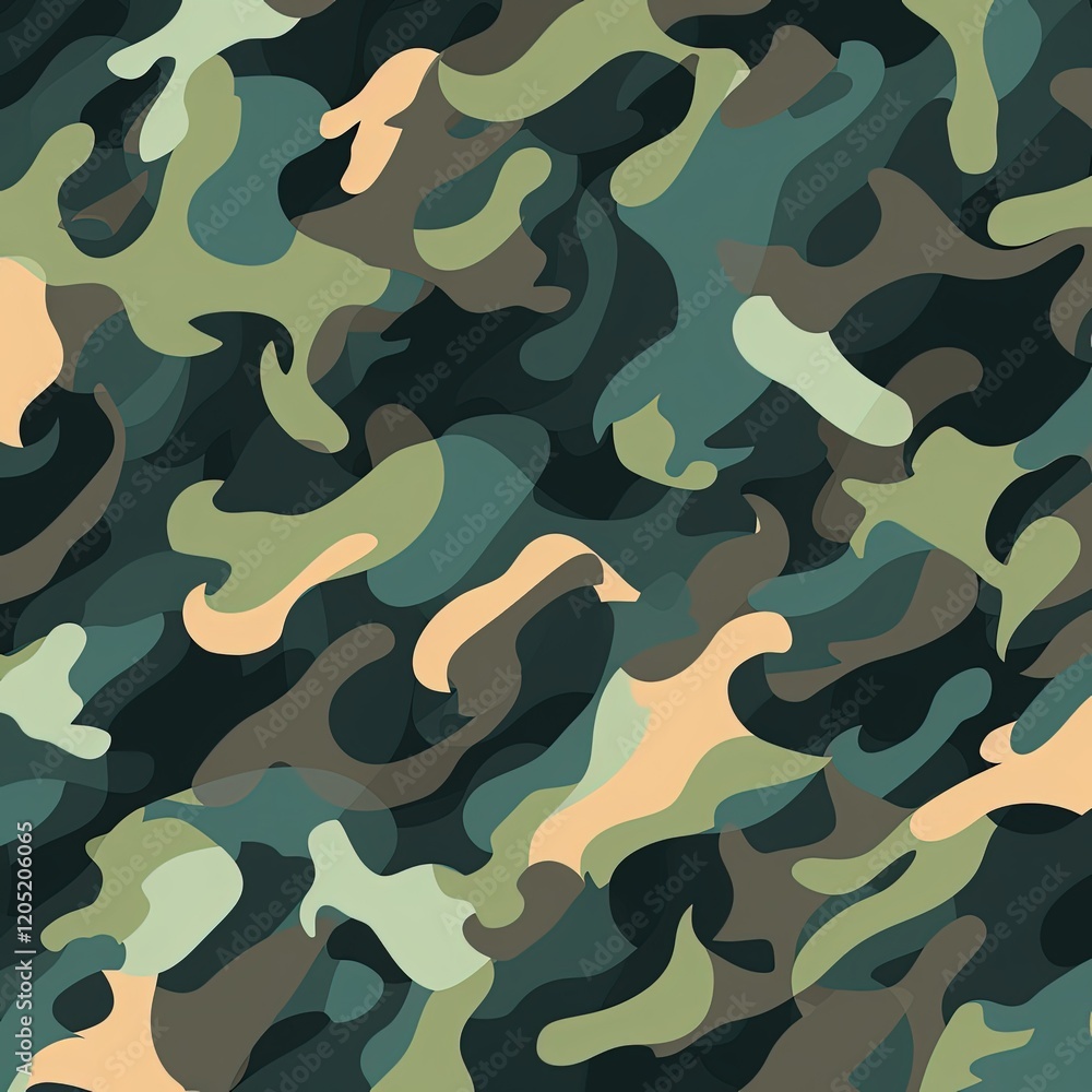 Fototapeta premium Large Camouflage Pattern Flat Design with Military and Tactical Influence