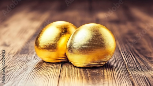Two Golden Eggs Sit Elegant...
