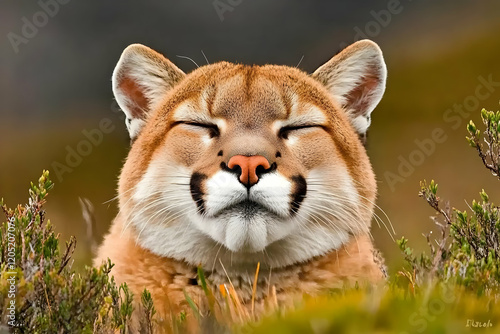 Serene Cougar Rests Peacefu...