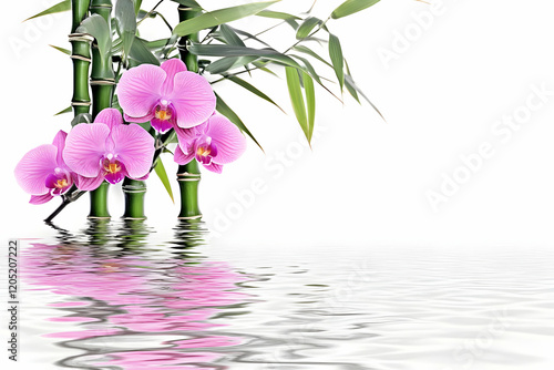 Pink Orchids and Bamboo Sta...