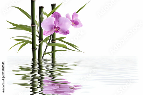 Pink Orchids and Bamboo Sta...