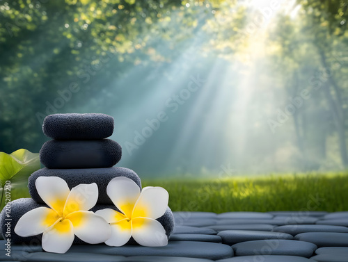 Zen Stones Stacked on Towel...