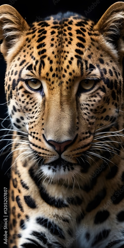 Close up portraits of a leopard in the dark background, High Quality Wallpaper for mobile, Generative Ai Close up portraits of a leopard in the dark background, High Quality Wallpaper for mobile, Generative Ai