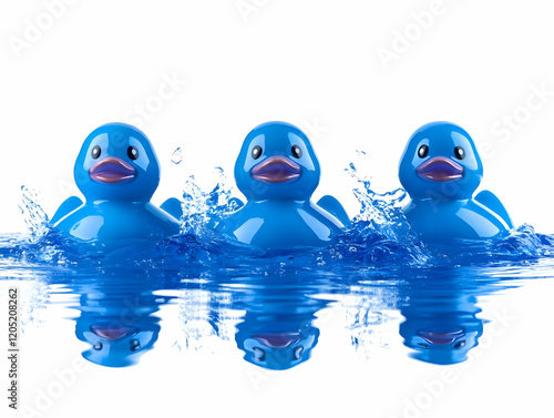 Three Blue Rubber Ducks Flo...
