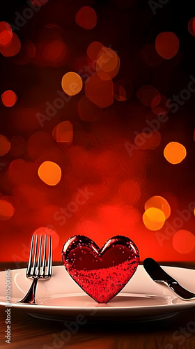 Red Heart on a Plate with F...