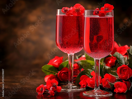 Two Elegant Glasses Filled ...