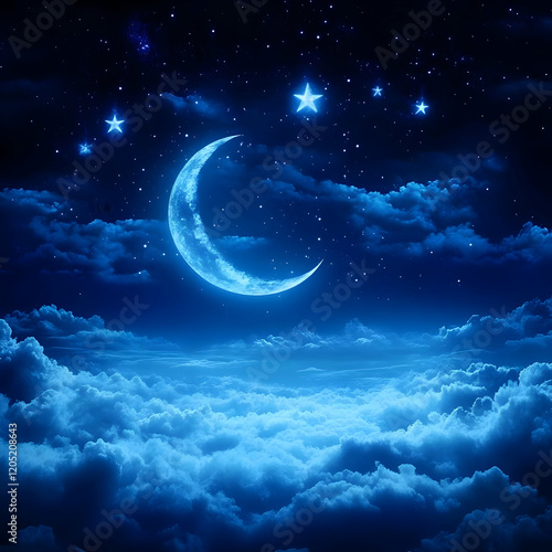Crescent Moon and Stars Shi...