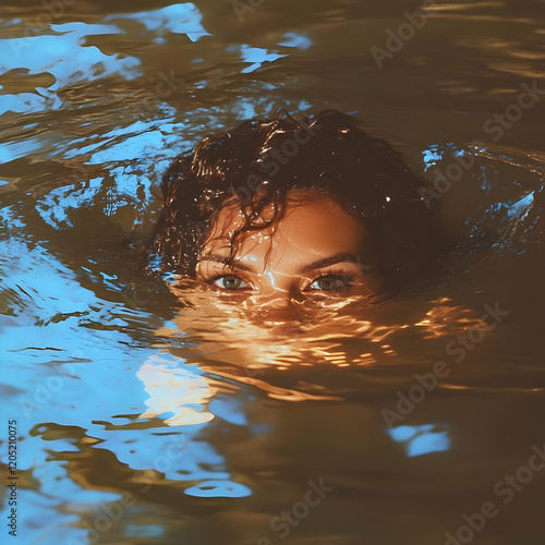 Woman Submerged in Water wi...