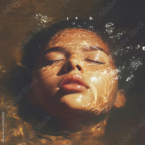 Serene Face Submerged in Go...