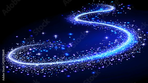 Blue Glitter Wave Flows Acr...