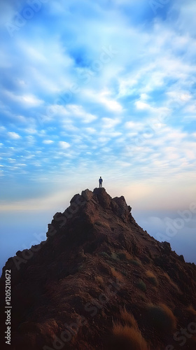 Lone Figure Stands Atop Roc...