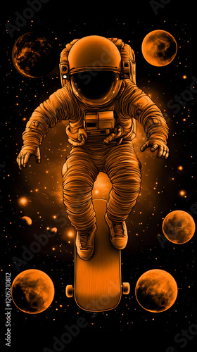 Astronaut Skateboards Throu...