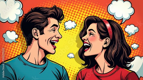Two friends on a video call, laughing and talking, surrounded by virtual bubbles filled with memories like photos, inside jokes, and shared experiences.