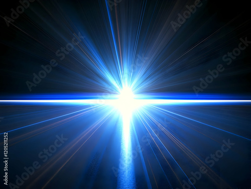 Abstract Blue Light Rays Bu...