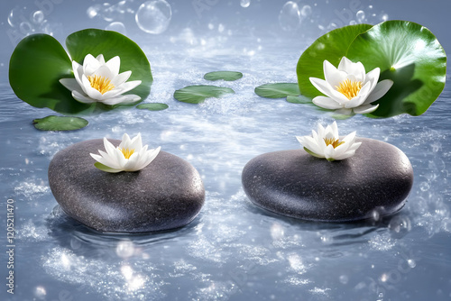 Serene Water Lilies Bloom o...