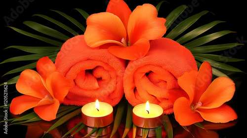 Orange Towels and Flowers C...