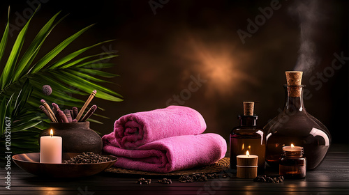 Spa Setting with Pink Towel...