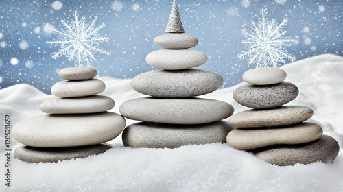 Three Stone Cairns Decorate...
