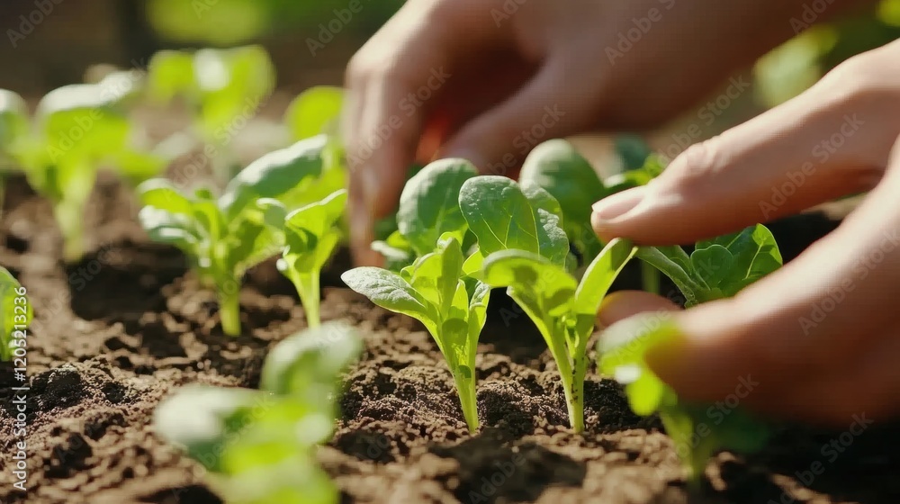 Close-Up of Hands Planting Fresh Green Seedlings in Rich Soil Close-Up of Hands Planting Fresh Green Seedlings in Rich Soil