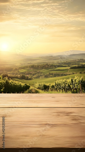 Empty wooden table overlook...